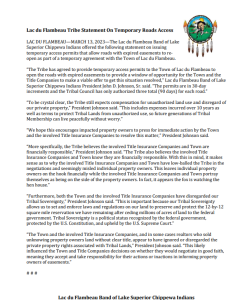 Lac du Flambeau Tribe Statement On Temporary Roads Access